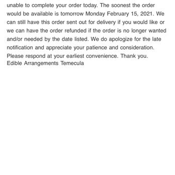 Edible Arrangements - Poor excuse for bad service - Gift Shops Near Me - Temecula, California