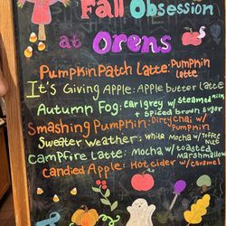 Seasonal drink menu for fall