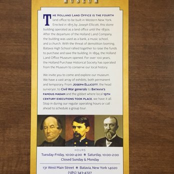 Holland Land Office Museum - Brochure 2 of 2 - Museums Near Me - Batavia, New York Holland Land Office Museum - Brochure 2 of 2 - Museums Near Me - Batavia, New York