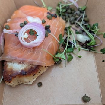 Maple Soul - 2/3 of the gravlox crostini ...I forced myself to stop devouring it to take a photo! - Salad Near Me - Rochester, Vermont Maple Soul - 2/3 of the gravlox crostini ...I forced myself to stop devouring it to take a photo! - Salad Near Me - Rochester, Vermont