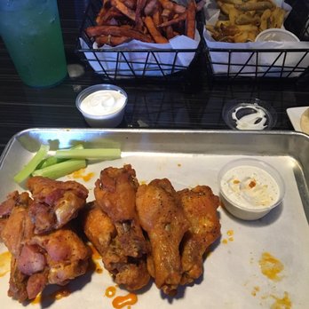 Via Entertainment - Pictured: mild wings, sweet potato fries and deep fried pickles (the best I've ever had) - Arcades Near Me - Schenectady, New York