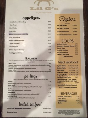 Menu photo 3 Lil G's Kajun Restaurant Belle Chasse, LA