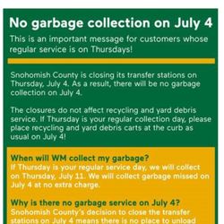 WM - North Sound Hauling - This is on their website. Apparently they emailed this on 3-July-2024 at 2:36 pm. I never got it!!!
