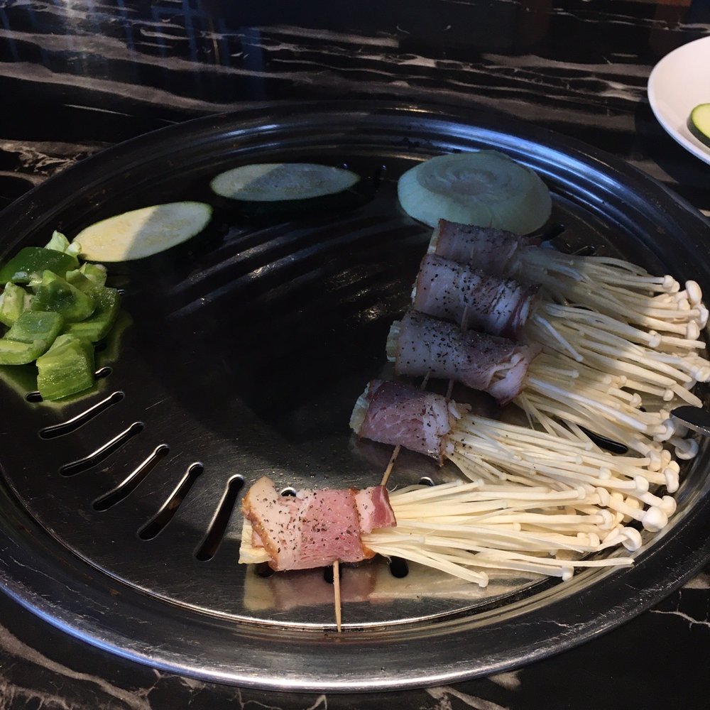 Ombu Grill - Mushrooms wrapped with pork belly. - Korean Near Me - Orem, Utah