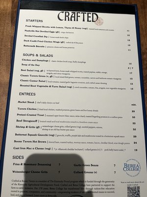 Menu photo 1 Boone Tavern Restaurant Berea, KY