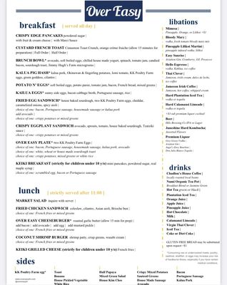 Menu photo 7 Over Easy Kailua, HI Menu photo 7 Over Easy Kailua, HI