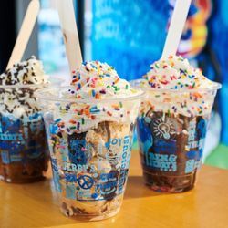 Ben & Jerry’s - Three ice cream sundaes in the Ben & Jerry's ice cream shop.