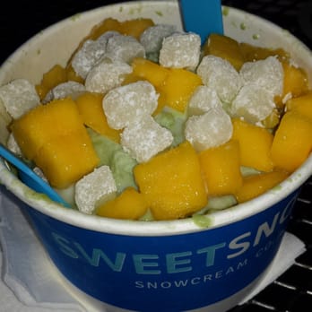SweetSnow - Green tea with mango&mochi drizzled with condensed milk. - Desserts Near Me - Northridge, California SweetSnow - Green tea with mango&mochi drizzled with condensed milk. - Desserts Near Me - Northridge, California