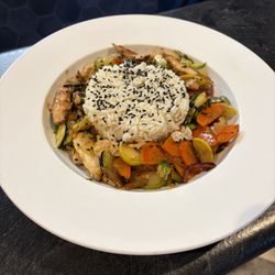 Mustard Seed Cafe - The Teriyaki Bowl. Fresh sautéed veggies & chicken in teriyaki sauce with your choice of rice or noodles.
