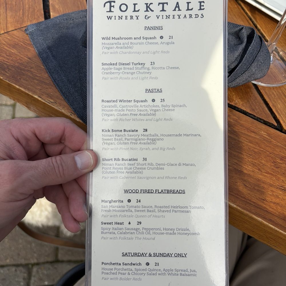 Folktale Winery - Menu - Wineries Near Me - Carmel, California Folktale Winery - Menu - Wineries Near Me - Carmel, California