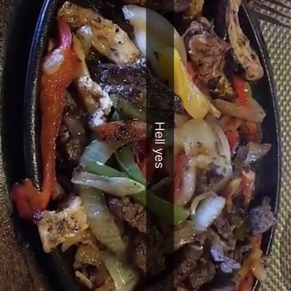 The Corn Maiden - These were the chicken and beef Fajitas still sizzling and hot as hell as they made it to my table!!! - Steakhouses Near Me - Santa Ana Pueblo, New Mexico The Corn Maiden - These were the chicken and beef Fajitas still sizzling and hot as hell as they made it to my table!!! - Steakhouses Near Me - Santa Ana Pueblo, New Mexico