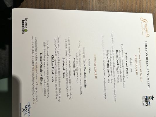 Menu photo 1 Granger's Houston, TX