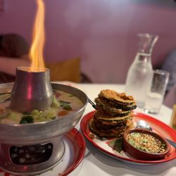 Tom Kha (Large) and pumpkin fries