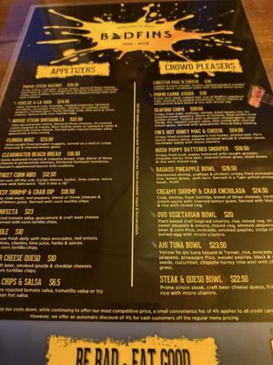 Menu photo 1 Badfins Food + Brew Clearwater, FL
