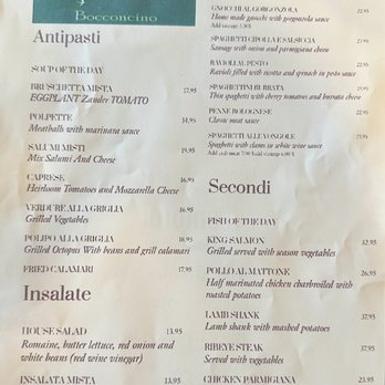 Bocconcino - Menu - Italian Near Me - San Francisco, California