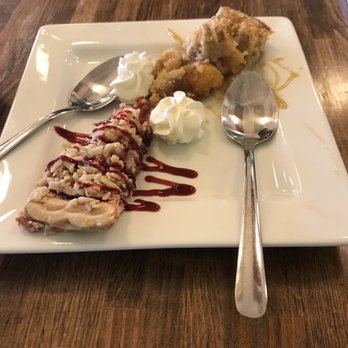 Pie in the Sky Pie Co. - Strawberry Rhubarb and Peach Streusel split - Bakeries Near Me - Conroe, Texas