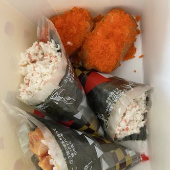 Inari Factory - Tobikko Inari Bomb and Spicy Tuna and Crab Salad Handrolls - Japanese Near Me - Honolulu, Hawaii