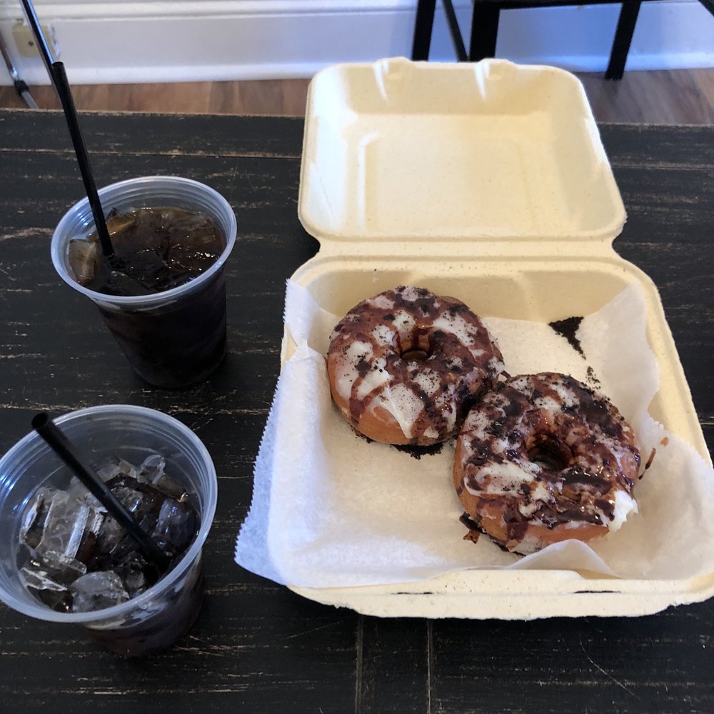 The Avenue - two donuts and a drink on a table - Burgers Near Me - Boston, Massachusetts The Avenue - two donuts and a drink on a table - Burgers Near Me - Boston, Massachusetts