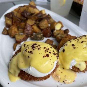 The River Social - Crab Cake Benedict - Mediterranean Near Me - Providence, Rhode Island The River Social - Crab Cake Benedict - Mediterranean Near Me - Providence, Rhode Island