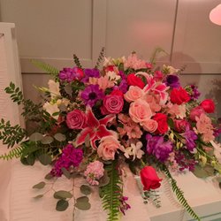 Garden Gate Floral - Casket topper for a woman who loved pink.