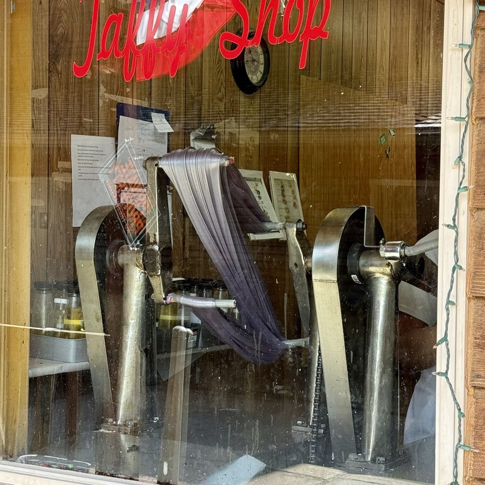 Rushmore Mountain Taffy Shop - 07.06.24 taffy making machine that stretches and pulls the candy mass - Candy Stores Near Me - Medora, North Dakota Rushmore Mountain Taffy Shop - 07.06.24 taffy making machine that stretches and pulls the candy mass - Candy Stores Near Me - Medora, North Dakota