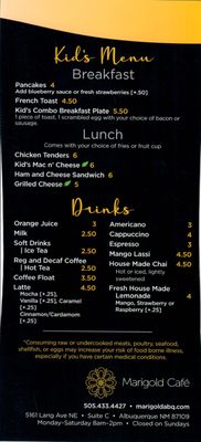 Menu photo 3 Marigold Café Albuquerque, NM