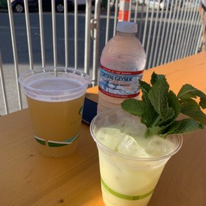 Photo of Wursthall - San Mateo, CA, United States. Pina verde, Barebottle IPA, and water!