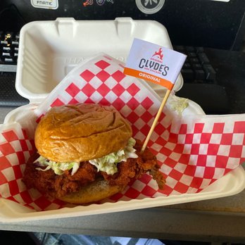 Clyde's Hot Chicken - Original hot chicken sandwich with pickles and slaw - Chicken Shop Near Me - Montclair, California