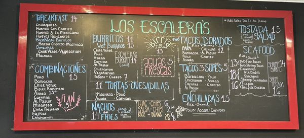 Menu photo 1 Los Escaleras Taco Shop Orange, CA