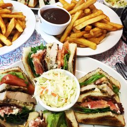 We both ordered chicken clubs with fries and gravy. There wasn't enough room on the table. So. Much. Food! We both ordered chicken clubs with fries and gravy. There wasn't enough room on the table. So. Much. Food!