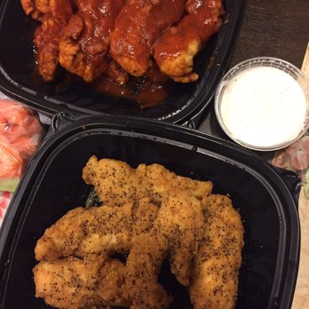 Epic Wings - Top: Honey BBQ Strips Bottom: Lemon Pepper Strips Carrot/Celery & Ranch on the side! - Chicken Wings Near Me - Temecula, California
