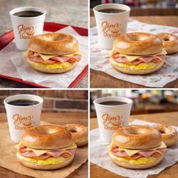 Jim's Donuts & Ice Cream - Hot breakfast sandwich + fresh coffee = perfect morning 
Made fresh every day at Jim's Donuts. Stop by and try it today!