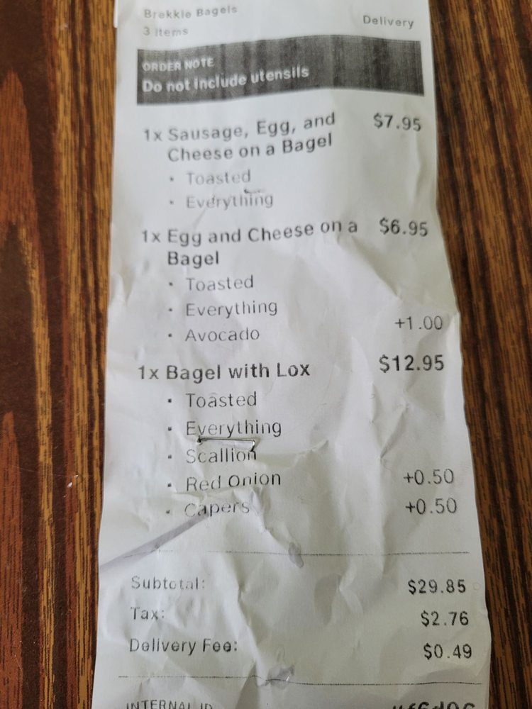 BREKKIE BAGELS 1528 Amsterdam Ave, New York, New York Bagels Menu