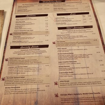 Mike Anderson's - Gonzales - Main menu - Seafood Near Me - Gonzales, Louisiana