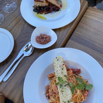 Noble Bistro - a plate of pasta and fish - Bistros Near Me - Oakville, Ontario Noble Bistro - a plate of pasta and fish - Bistros Near Me - Oakville, Ontario