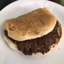 Single hamburger.  Delicious old timey style!