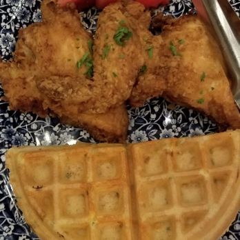 Yardbird - Fried chicken waffle with spiced watermelon - Southern Near Me - Las Vegas, Nevada Yardbird - Fried chicken waffle with spiced watermelon - Southern Near Me - Las Vegas, Nevada