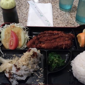 Kiraku - Tonkatsu Bento Box with Crunch Roll - Sushi Bars Near Me - Gardena, California Kiraku - Tonkatsu Bento Box with Crunch Roll - Sushi Bars Near Me - Gardena, California