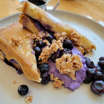 Toast Kitchen & Bakery - Ube French Toast. I could eat this all day, yums! - Breakfast & Brunch Near Me - Tustin, California Toast Kitchen & Bakery - Ube French Toast. I could eat this all day, yums! - Breakfast & Brunch Near Me - Tustin, California