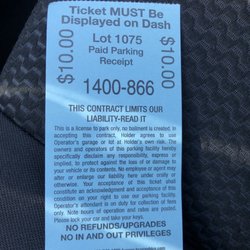 Ace Parking Lot - Parking receipt