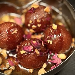 Ma’am Saab - Gulab Jamun - The classic south asian dessert. Fried dough balls in a rose syrup.