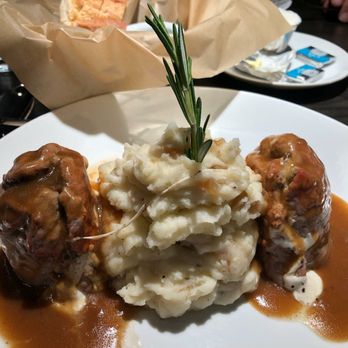 Manera's Restaurant - Veal medallions stuffed with prosciutto, mozzarella, broccolini and mushroom duxelle with garlic mashed potatoes - New American Near Me - Brick Township, New Jersey Manera's Restaurant - Veal medallions stuffed with prosciutto, mozzarella, broccolini and mushroom duxelle with garlic mashed potatoes - New American Near Me - Brick Township, New Jersey