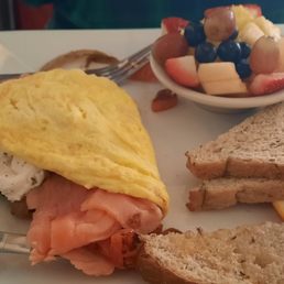 Smoked salmon and Boursin cheese omelette