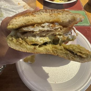 El Panzon Chilango - Torta Chilanga: 2 eggs, chilaquiles verdes, milanesa - Mexican Near Me - Jurupa Valley, California