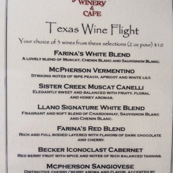 Farina's Winery & Cafe - Wine flights - Italian Near Me - Grapevine, Texas