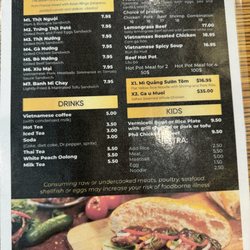 Alo 5 - Menu, chicken Pho, Beef Pho, vermicelli