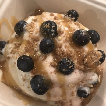 Cinnaholic - Cream cheese and strawberry frosting with blueberries, pie crumble, and caramel sauce - Desserts Near Me - Knoxville, Tennessee Cinnaholic - Cream cheese and strawberry frosting with blueberries, pie crumble, and caramel sauce - Desserts Near Me - Knoxville, Tennessee