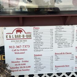K & L Bar B Q - Menu