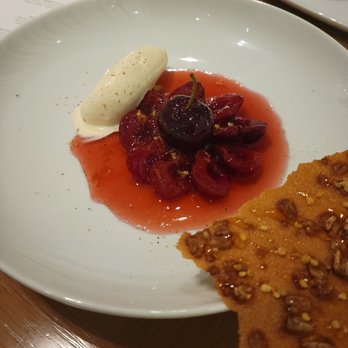 Knife Pleat - Bing cherry dessert - French Near Me - Costa Mesa, California Knife Pleat - Bing cherry dessert - French Near Me - Costa Mesa, California
