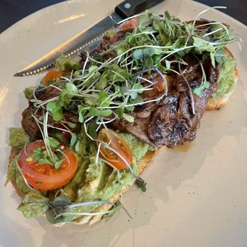 Let’s Yolk About It - Avocado toast with Asada added - Asada comes as a slab - Breakfast & Brunch Near Me - Long Beach, California Let’s Yolk About It - Avocado toast with Asada added - Asada comes as a slab - Breakfast & Brunch Near Me - Long Beach, California